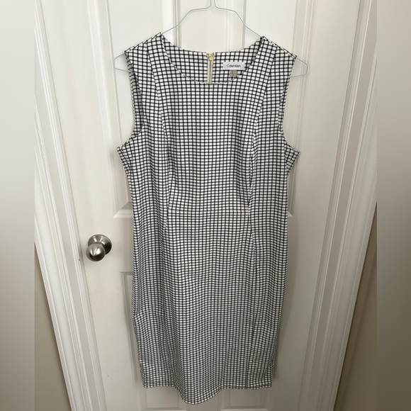 Calvin Klein Gingham Sheath Above the Knee Checkered Dress Office Siren Workwear - Picture 4 of 8